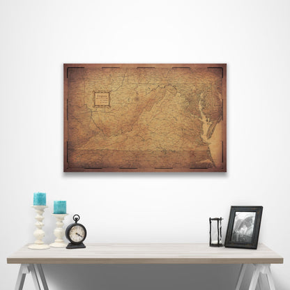 Virginia Map Poster - Golden Aged CM Poster