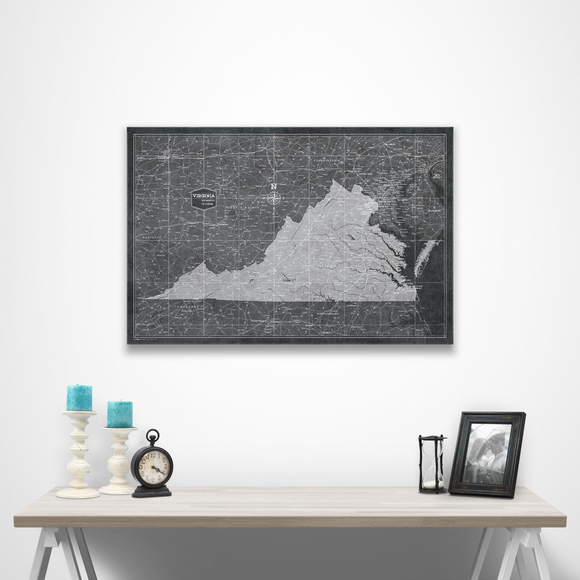 Virginia Map Poster - Modern Slate CM Poster