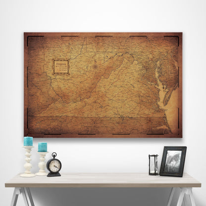 Virginia Map Poster - Golden Aged CM Poster