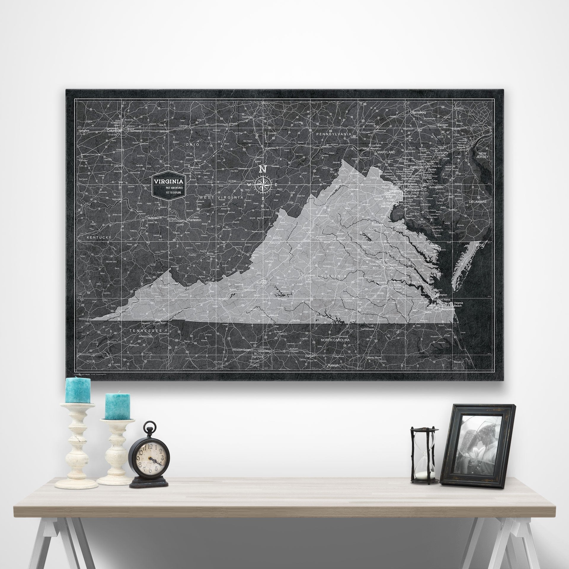 Virginia Map Poster - Modern Slate CM Poster