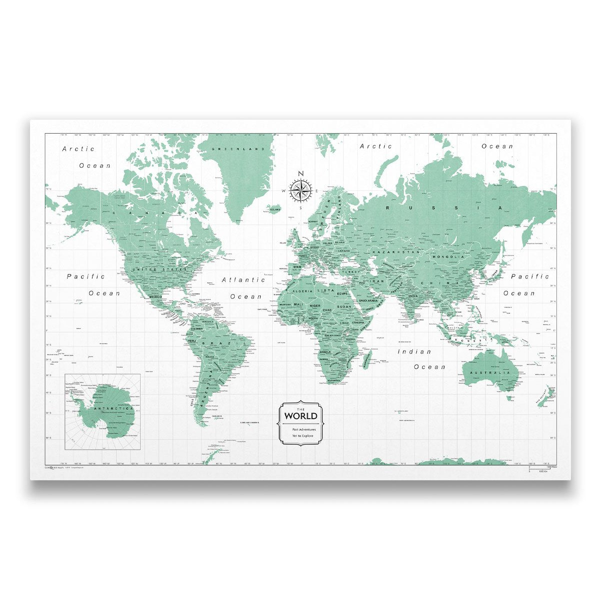 World Map Poster - Green Color Splash CM Poster