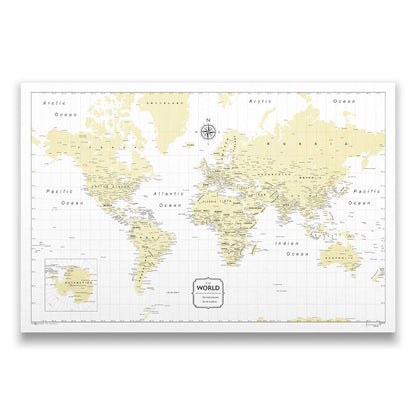 Push Pin World Map (Pin Board) - Yellow Color Splash CM Pin Board