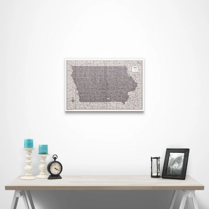 Iowa Map Poster - Dark Brown Color Splash CM Poster