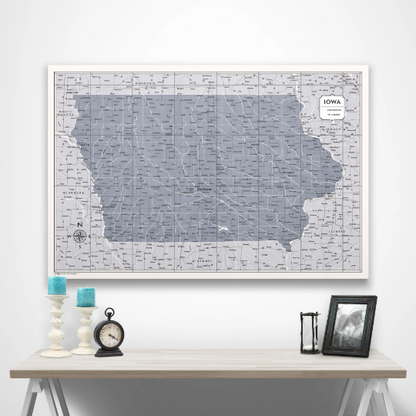 Iowa Map Poster - Dark Gray Color Splash CM Poster