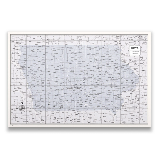 Iowa Map Poster - Light Gray Color Splash CM Poster