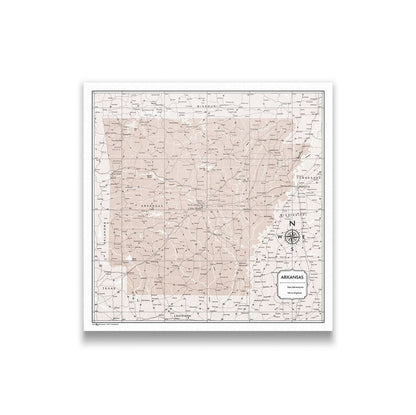 Arkansas Map - Light Brown Color Splash CM Poster